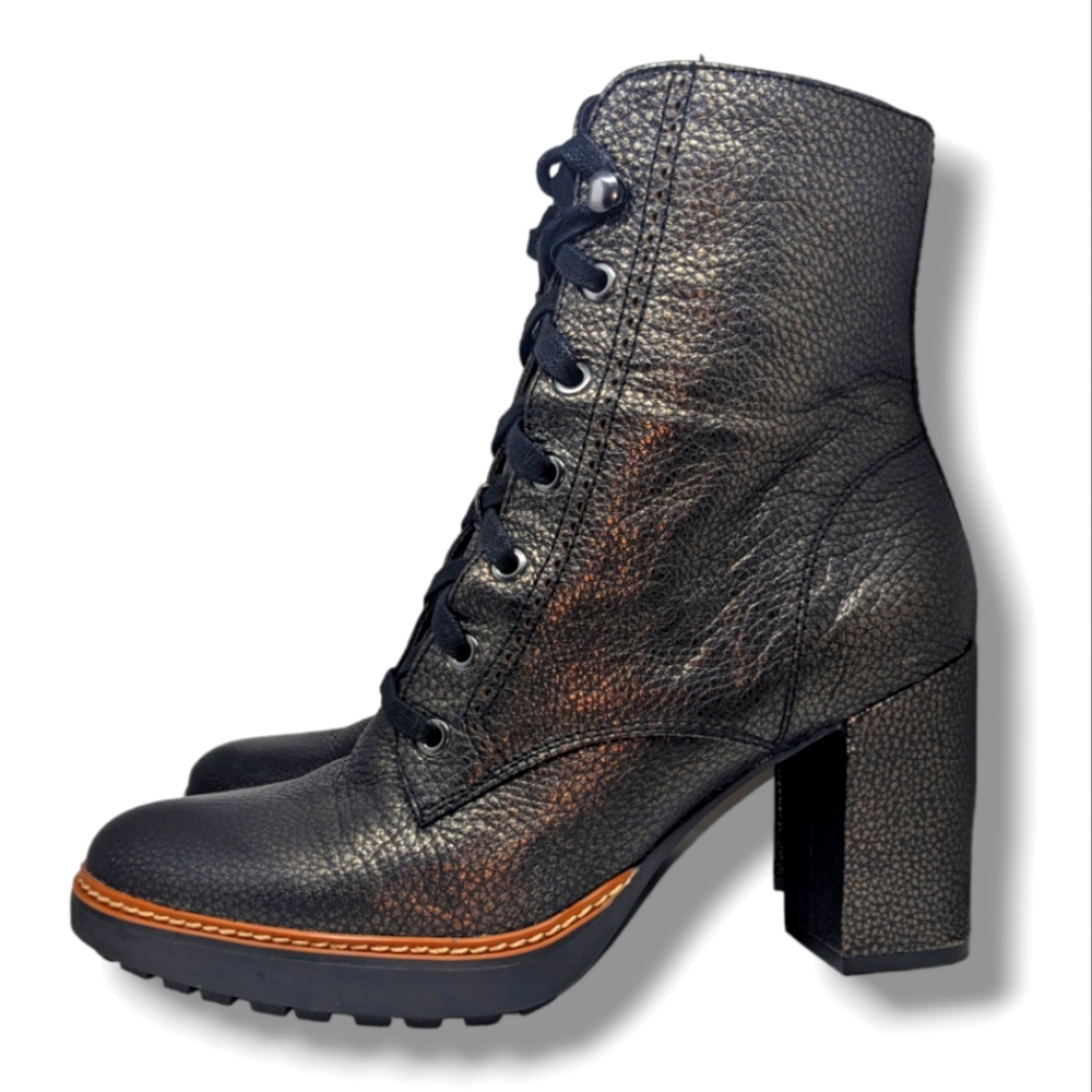 Naturalizer | Callie Black Metalic Leather Heeled Ankle Boot Women's Size 9.5W